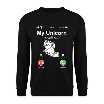 Unicorn fait appel à un cadeau arc-en-ciel - Sweat-shirt Unisexe - noir - Devant - Alina (178cm) & Michal (187cm)