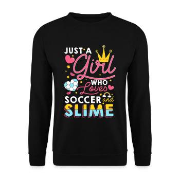 Football et slime cadeau football féminin - Sweat-shirt Unisexe - noir - Devant - Alina (178cm) & Michal (187cm)