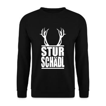 Sturschädl Geschenk Österreich Sturheit lustig - Unisex Pullover - Schwarz - Vorne - Alina (178cm) & Michal (187cm)
