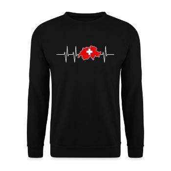 Heartbeat Switzerland gift home pulse proud - Unisex Sweatshirt - black - Front - Alina (178cm) & Michal (187cm)