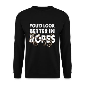 Lustiges Bondage Rigger BDSM Fesselspiele Geschenk - Unisex Pullover - Schwarz - Vorne - Alina (178cm) & Michal (187cm)