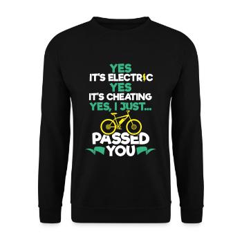E-Bike Gift Bike Humor MTB Electricity - Unisex Sweatshirt - black - Front - Alina (178cm) & Michal (187cm)