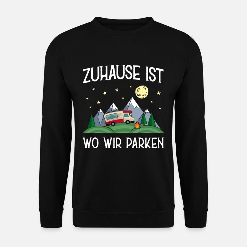 Witziges Camping Wohnmobil Berge Wildnis Geschenk - Unisex Pullover - Schwarz