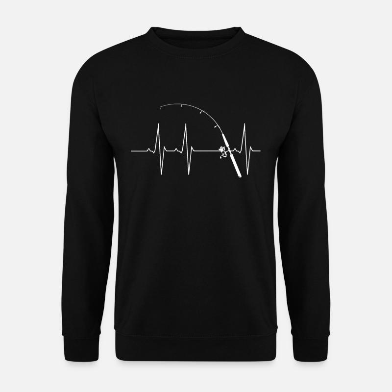 Fischen Herzschlag Geschenk Hobby Fisch Angel - Unisex Pullover - Schwarz