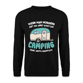 Funny camping holiday travel caravan gift - Unisex Sweatshirt - black - Front - Alina (178cm) & Michal (187cm)