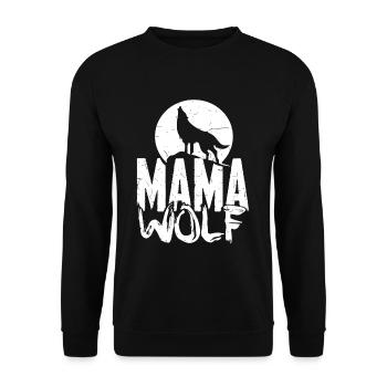 Mama Wolf Geschenk Familie Muttertag Kinder - Unisex Pullover - Schwarz - Vorne - Alina (178cm) & Michal (187cm)