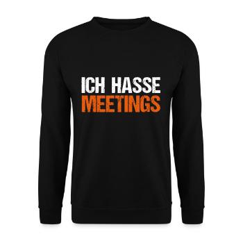 Lustiges Büro Arbeit Meeting Kollegen Fun Geschenk - Unisex Pullover - Schwarz - Vorne - Alina (178cm) & Michal (187cm)