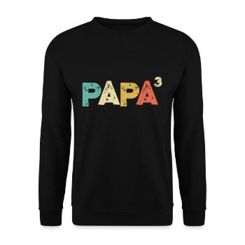Papa hoch 3 Retro Vatertag Fun Geschenk für Väter - Unisex Pullover - Schwarz - Vorne - Alina (178cm) & Michal (187cm)