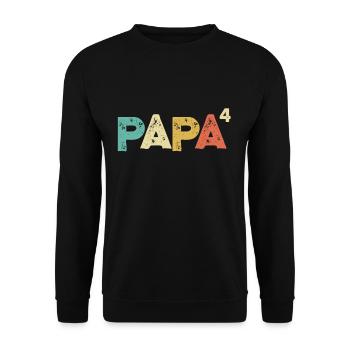 Papa hoch 4 Retro Vatertag Fun Geschenk für Väter - Unisex Pullover - Schwarz - Vorne - Alina (178cm) & Michal (187cm)