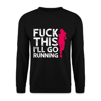 Lustiges Marathon Läuferin Laufen Jogging Geschenk - Unisex Pullover - Schwarz - Vorne - Alina (178cm) & Michal (187cm)