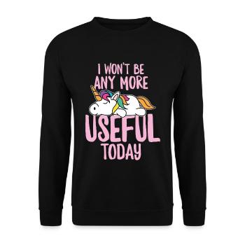 Funny Unicorn Unicorn Being Lazy Fun Gift - Unisex Sweatshirt - black - Front - Alina (178cm) & Michal (187cm)