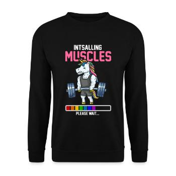 Musculation T-shirt haltérophilie Licorne - Sweat-shirt Unisexe - noir - Devant - Alina (178cm) & Michal (187cm)