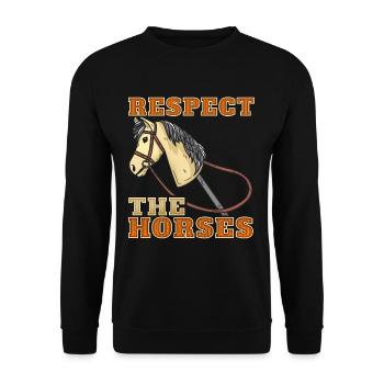 Lustiges Hobbyhorsing T-Shirt Steckenpferd Pferd - Unisex Pullover - Schwarz - Vorne - Alina (178cm) & Michal (187cm)