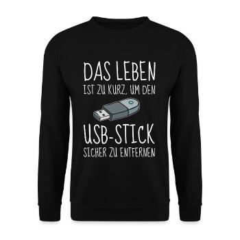Office Humor Funny USB Flash Drive Office Fun Computer - Unisex Sweatshirt - black - Front - Alina (178cm) & Michal (187cm)