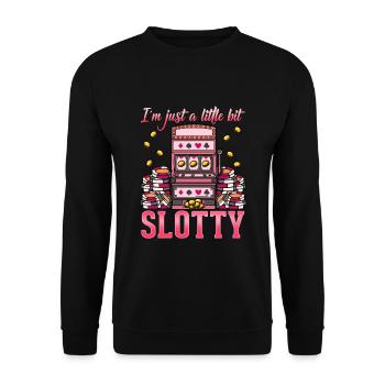 Slot Automat T-Shirt Casino Geld Glück Spieler Ass - Unisex Pullover - Schwarz - Vorne - Alina (178cm) & Michal (187cm)