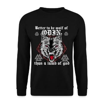 Wikinger Odin T-Shirt Wolf Kampf Stark Barbar Ehre - Unisex Pullover - Schwarz - Vorne - Alina (178cm) & Michal (187cm)