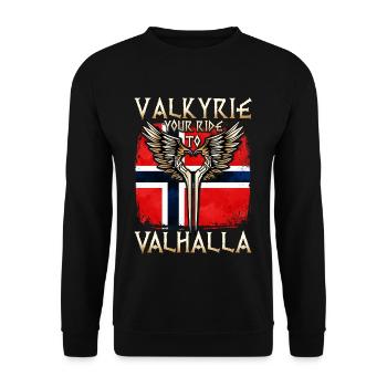 Viking Valhalla T-shirt Valkyrie Norvège Ailes - Sweat-shirt Unisexe - noir - Devant - Alina (178cm) & Michal (187cm)