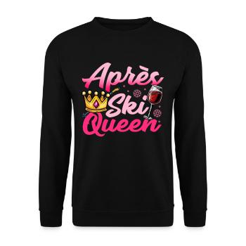 Apres ski Mädchen T-Shirt Wein Alkohol Party Queen - Unisex Pullover - Schwarz - Vorne - Alina (178cm) & Michal (187cm)