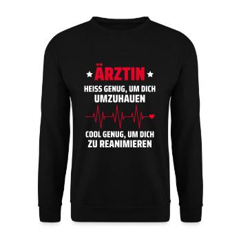 Heiße Ärztin lustiger Spruch Doktor Fun Geschenk - Unisex Pullover - Schwarz - Vorne - Alina (178cm) & Michal (187cm)