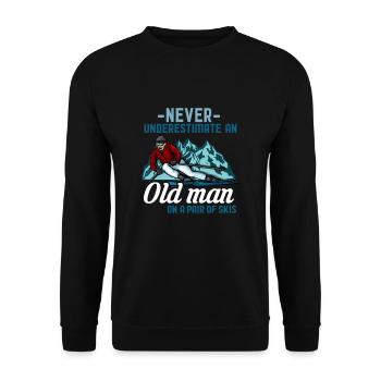Vieil homme à skis t-shirt sport montagne hivernale - Sweat-shirt Unisexe - noir - Devant - Alina (178cm) & Michal (187cm)