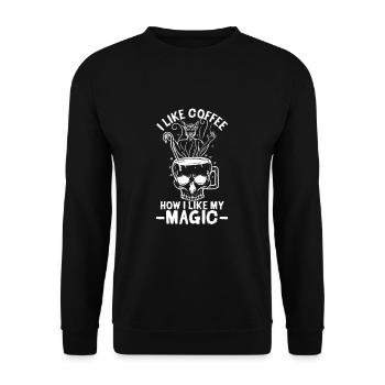 J'aime mon café comme j'aime mon t-shirt magique occulte - Sweat-shirt Unisexe - noir - Devant - Alina (178cm) & Michal (187cm)