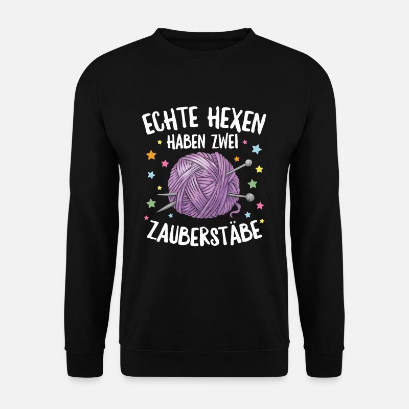 Stricken Häkeln Handarbeiten Wolle lustiger Spruch - Unisex Pullover - Schwarz