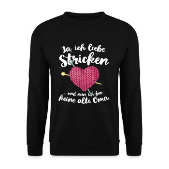 Stricken Strickliebe Handarbeit Strickerin Spruch - Unisex Pullover - Schwarz - Vorne - Alina (178cm) & Michal (187cm)