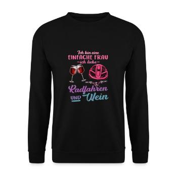 Ich liebe radfahren und Wein Frau Sport Alkohol - Unisex Pullover - Schwarz - Vorne - Alina (178cm) & Michal (187cm)