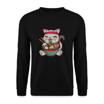 Ramen Japan Anime Manga Cat Noodle Food Cosplay - Unisex Sweatshirt - black - Front - Alina (178cm) & Michal (187cm)