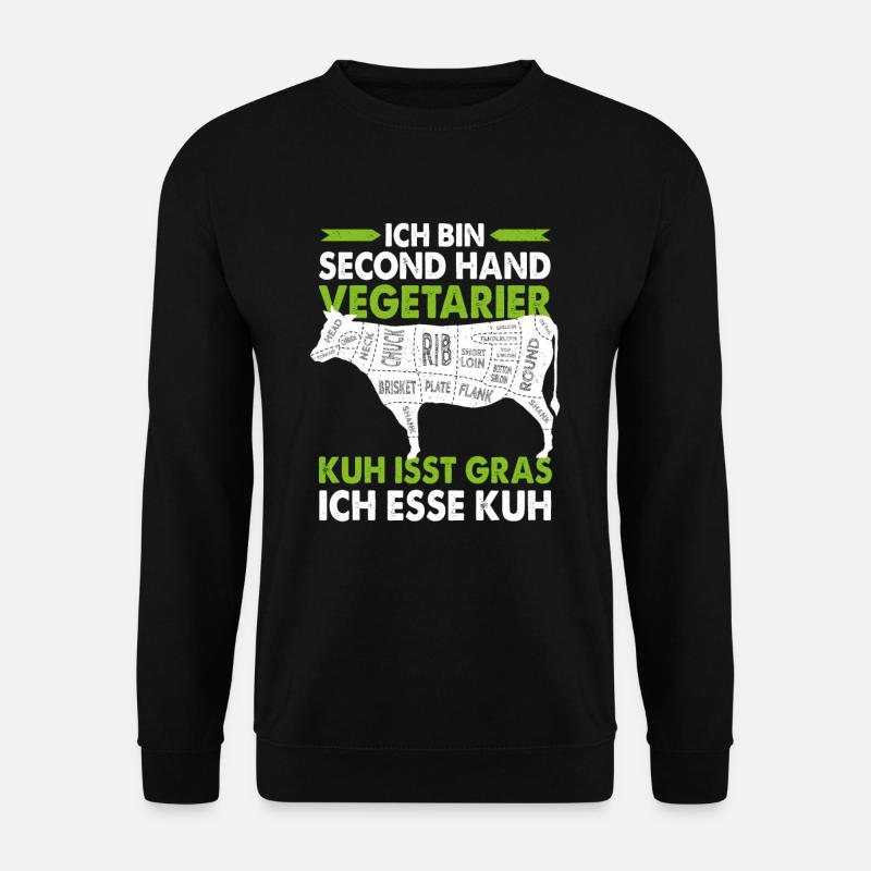 Second Hand Vegetarier Beef-Cuts Anti-Vegan Essen - Unisex Pullover - Schwarz
