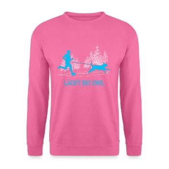 Läuft bei uns Canicross Hundesport Laufen Männer - Unisex Pullover - Pink - Vorne