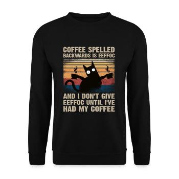 Café épelé à l'envers est caféine eeffoc café - Sweat-shirt Unisexe - noir - Devant - Alina (178cm) & Michal (187cm)