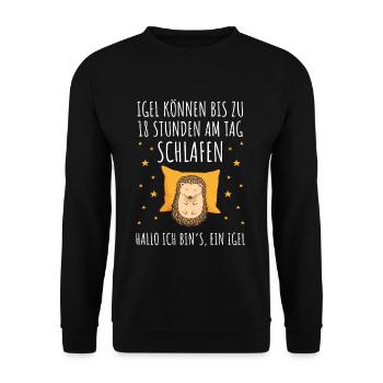 Igel Langschläfer Morgenmuffel Schlafmütze müde - Unisex Pullover - Schwarz - Vorne - Alina (178cm) & Michal (187cm)