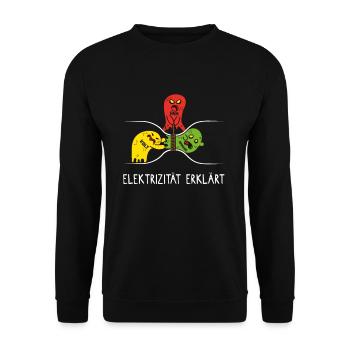 Elektrizität erklärt Physik Lehrer Elektriker Fun - Unisex Pullover - Schwarz - Vorne - Alina (178cm) & Michal (187cm)