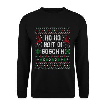 Ho Ho Hoit di Goschn Ugly Christmas Weihnachten - Unisex Pullover - Schwarz - Vorne - Alina (178cm) & Michal (187cm)