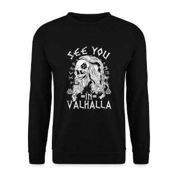 Rendez-vous à l'honneur du guerrier symbole Valhalla Viking - Sweat-shirt Unisexe - noir - Devant - Alina (178cm) & Michal (187cm)