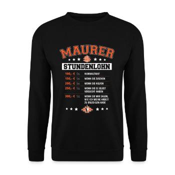 Maurer Stundenlohn 01 - Unisex Pullover - Schwarz - Vorne - Alina (178cm) & Michal (187cm)