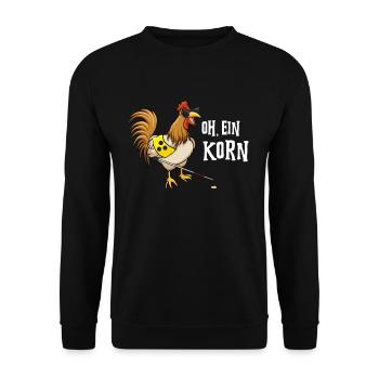 Blindes Huhn findet Korn Internet Meme Nerd Spruch - Unisex Pullover - Schwarz - Vorne - Alina (178cm) & Michal (187cm)