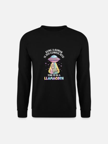 Being human is too complicated - Lamacorn Lama - Unisex Pullover - Schwarz