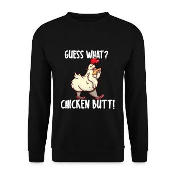 Devine quoi? Chicken Butt I Drôle de dicton - Sweat-shirt Unisexe - noir - Devant - Alina (178cm) & Michal (187cm)