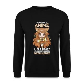 Es ist ok wenn du Anime nicht magst I Cute Anime - Unisex Pullover - Schwarz - Vorne - Alina (178cm) & Michal (187cm)