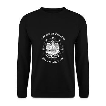 I got 666 problems but God ain't one I Baphomet - Unisex Sweatshirt - black - Front - Alina (178cm) & Michal (187cm)