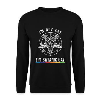 I'm not gay i'm satanic Gay I LGBT Pride - Unisex Pullover - Schwarz - Vorne - Alina (178cm) & Michal (187cm)