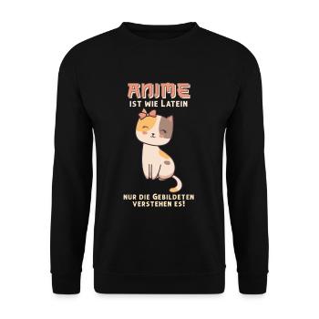 Anime est comme Latin I Cute Anime Neko Cat - Sweat-shirt Unisexe - noir - Devant - Alina (178cm) & Michal (187cm)