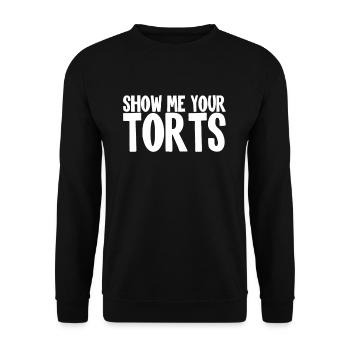 Show Me Your Torts I Funny Lawyer - Unisex Sweatshirt - black - Front - Alina (178cm) & Michal (187cm)