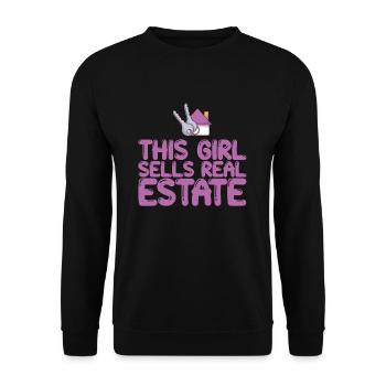This Girl Sells Real Estate I Real Estate Agent - Unisex Sweatshirt - black - Front - Alina (178cm) & Michal (187cm)