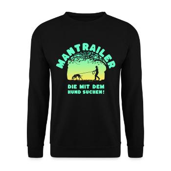 Mantrailer - die mit dem Hund suchen Jagdhund F - Unisex Pullover - Schwarz - Vorne - Alina (178cm) & Michal (187cm)