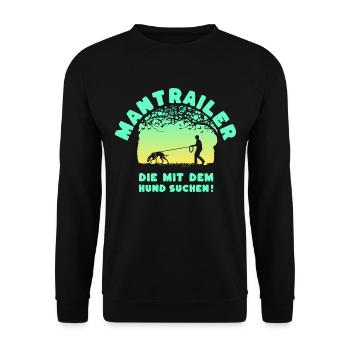 Mantrailer - die mit dem Hund suchen Jagdhund M S - Unisex Pullover - Schwarz - Vorne - Alina (178cm) & Michal (187cm)
