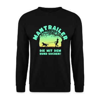 Mantrailer - die mit dem Hund suchen Frau Setter s - Unisex Pullover - Schwarz - Vorne - Alina (178cm) & Michal (187cm)