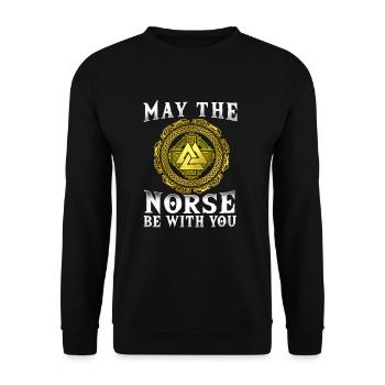 May The Norse Be With You Nordic Viking Runes - Unisex Sweatshirt - black - Front - Alina (178cm) & Michal (187cm)
